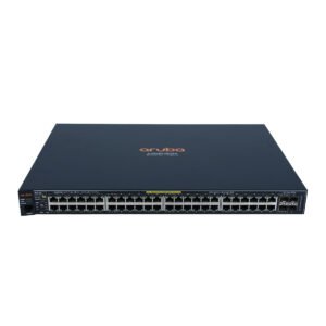 Aruba 2530-48G-PoE+ Switch (J9772A) – 48 Gigabit Ethernet ports with IEEE 802.3af/at PoE+ support and 4 Gigabit SFP uplink ports.