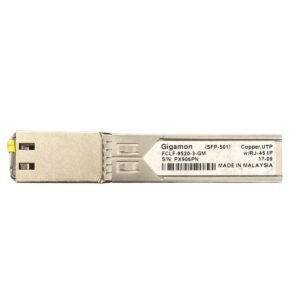 Gigamon 1000BASE-T Copper SFP Transceiver – 1Gbps RJ-45 module supporting up to 100 meters over Cat5e/Cat6 cables.