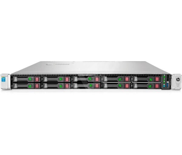 Front view of HPE ProLiant DL360 Gen9 with 10x2.5" drive bays.