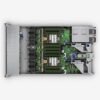 Internal view of HPE ProLiant DL360 Gen10 showing CPUs, memory slots, and drive backplane