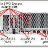 Rear view of Lenovo System x3650 M5 with dual power supplies, PCIe slots, and I/O ports