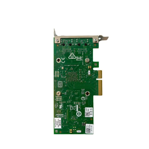Rear view of Dell 0C4D5P Intel X550-T2 Dual Port 10G network card showing PCIe connector and internal components.
