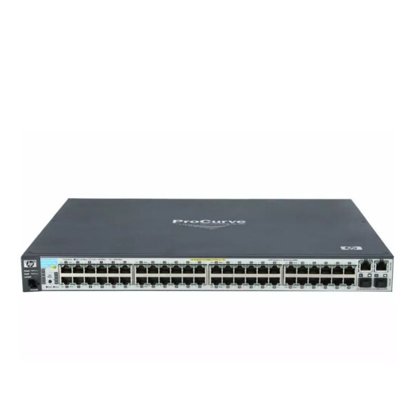 Front view of HP ProCurve 2610-48-PWR switch with 48 Fast Ethernet ports and PoE support