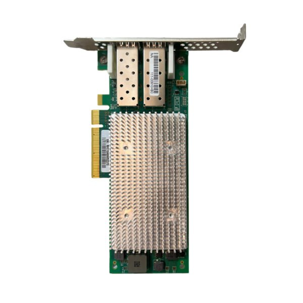 Front view of NetApp QLE2672 Dual-Port 16Gbps/10GbE network card showing two fiber ports.