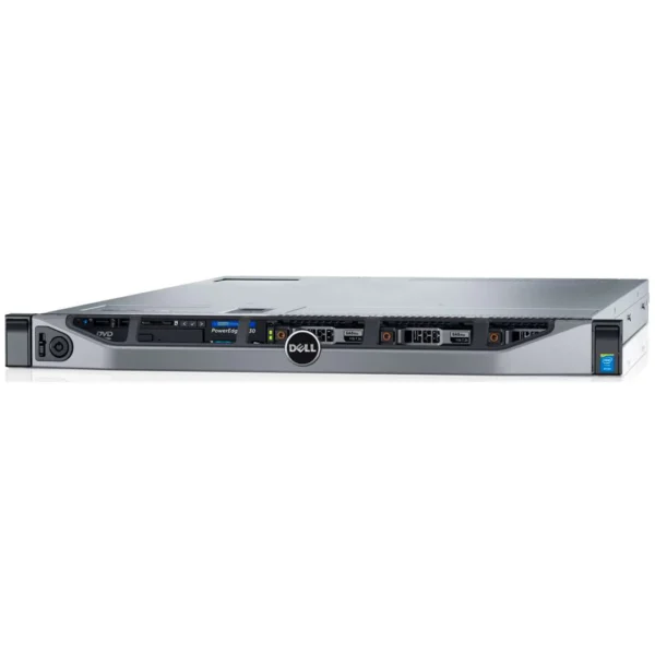 Front view of Dell EMC PowerEdge R630 with 10x2.5" drive bays and bezel cover installed