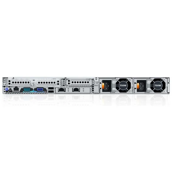 Rear view of Dell EMC PowerEdge R630 with dual power supplies and I/O ports