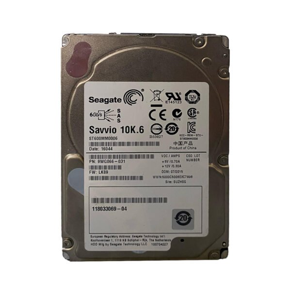 Seagate Savvio 10K.6 600GB 6gbps 2.5In SAS Hard