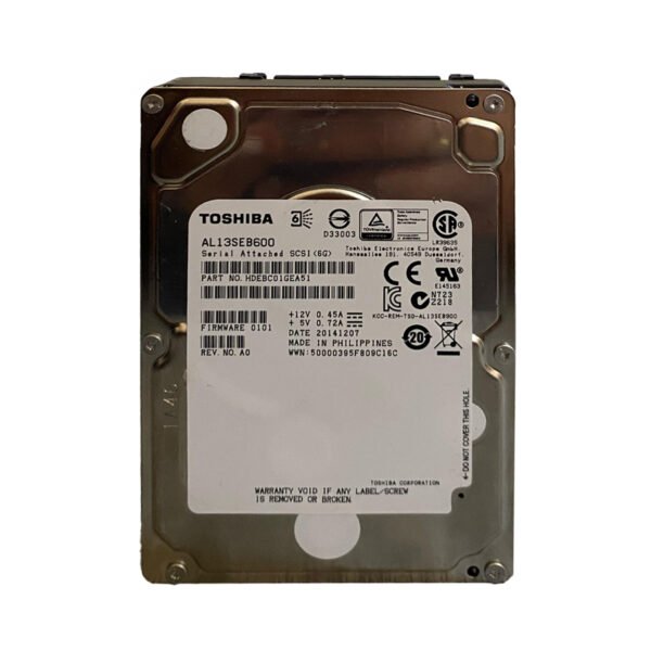 Toshiba AL13SEB600 600GB 6Gbps 2.5inch SAS Hard