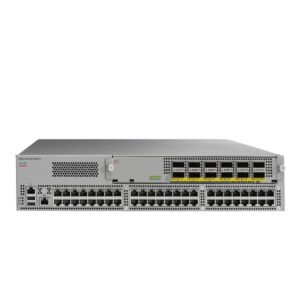 Front view of Cisco Nexus 9396PX switch with 48 SFP+ ports and N9K-M12PQ 12-port QSFP+ uplink module