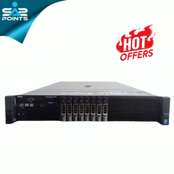 Front view of the Dell EMC PowerEdge R730 server with 8x2.5" drive bays.