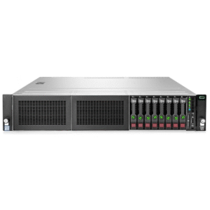 Front view of HPE ProLiant DL380 Gen10 with 8x2.5" drive bays.