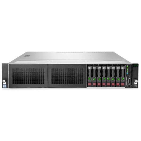 Front view of HPE ProLiant DL380 Gen10 with 8x2.5" drive bays.